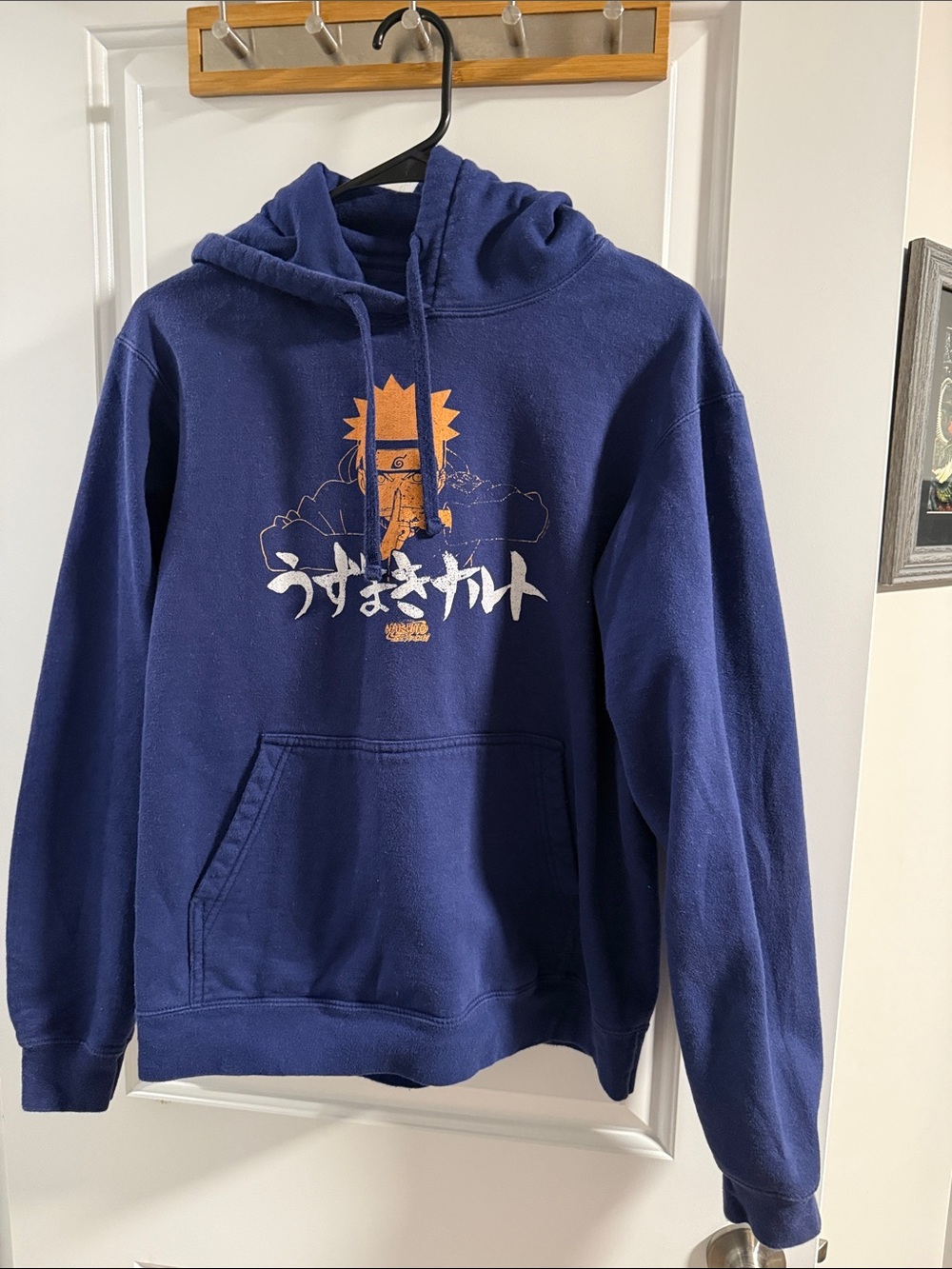 Navy Graphic Pullover Hoodie with Anime Naruto Shippuden